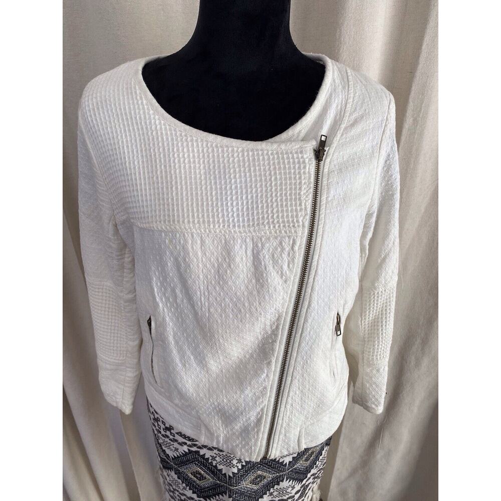 Sanctuary Cream 100% Cotton Zip Front Waffle Casual Beachy Picnic Party Jacket